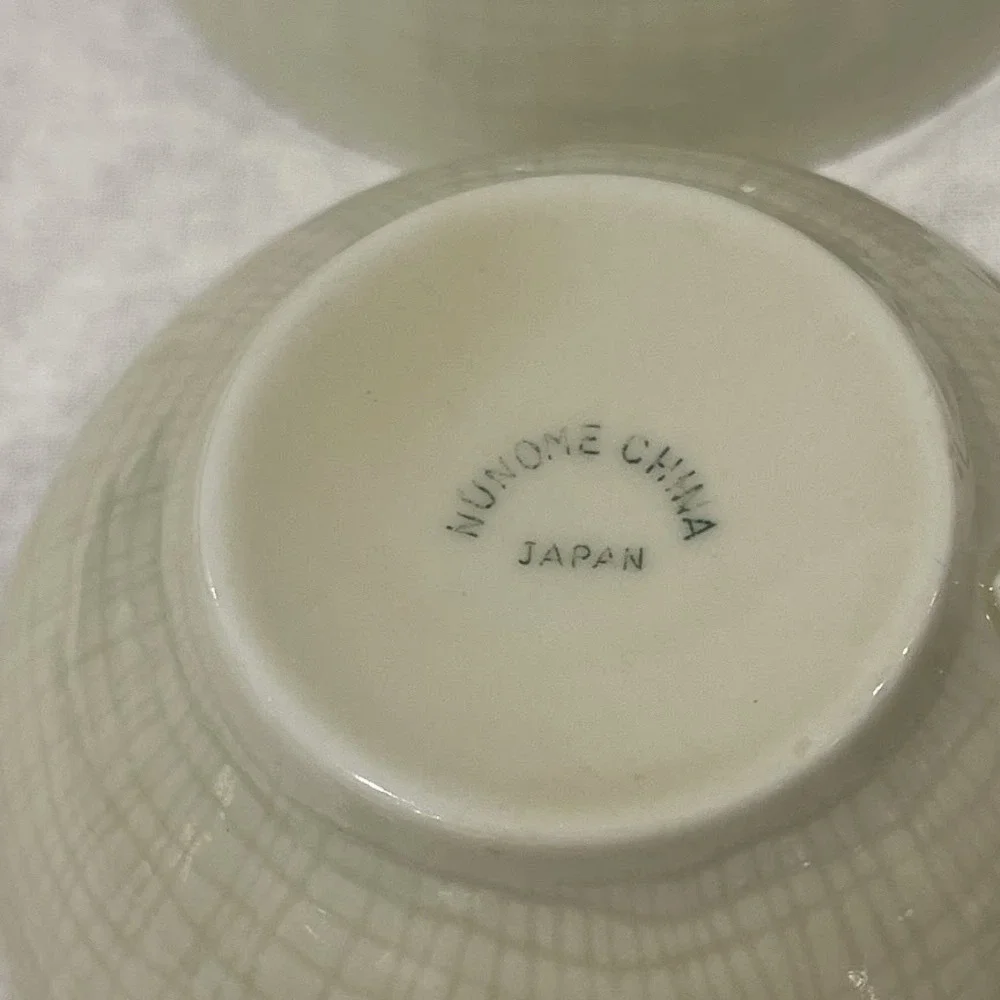 Vintage Nunome China Japan Tea Cups Set 4 Ivory Crackle Glaze Ceramic 4.25